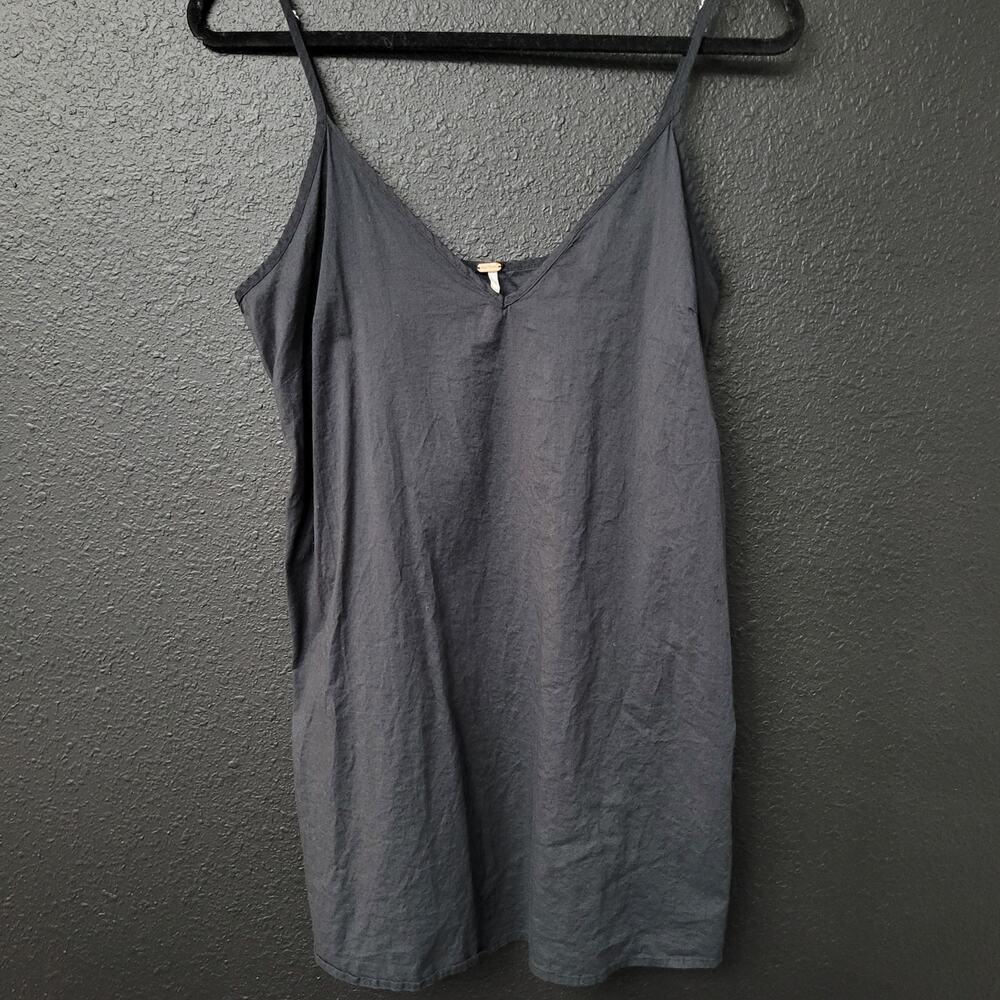 Free People Black Cotton Tank Top Women's M Strappy Boho Festival Beach Summer